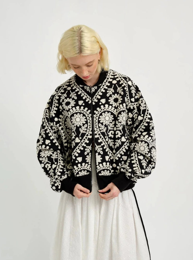 ELIZA FAULKNER - Veste Frida jacquard noir & blanc