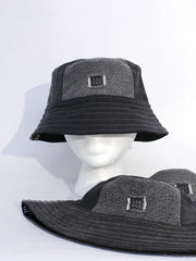 1ER MAI - Reversible bucket hat in black grey jeans patchwork/black