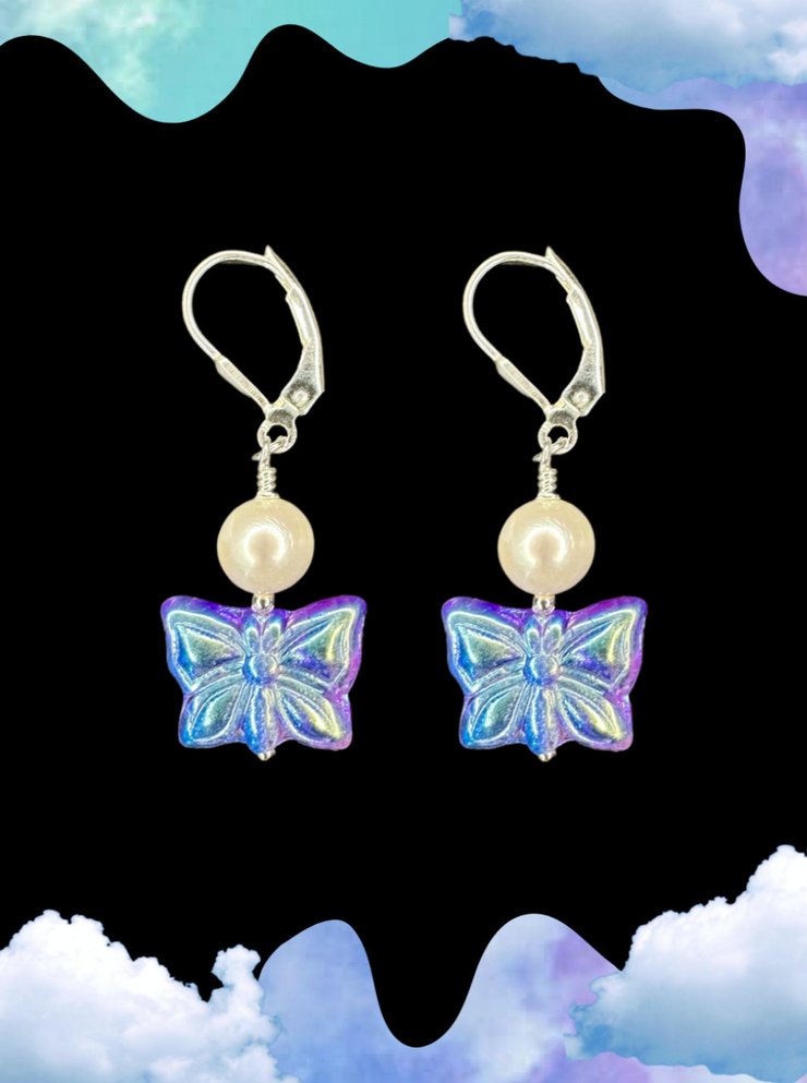 BO BARRA - Blue morpho butterfly earrings