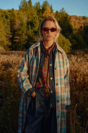 EXTRA Plaid Eco Cotton Blend Twill Trench