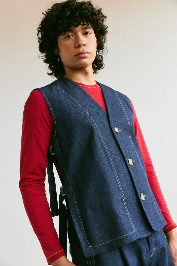 VERI - Sabato black twill vest