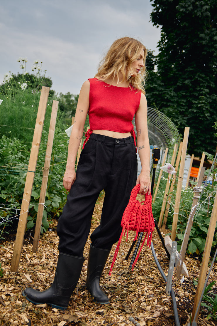 PRÉCOMMANDE Pantalon en lin noir MARCI