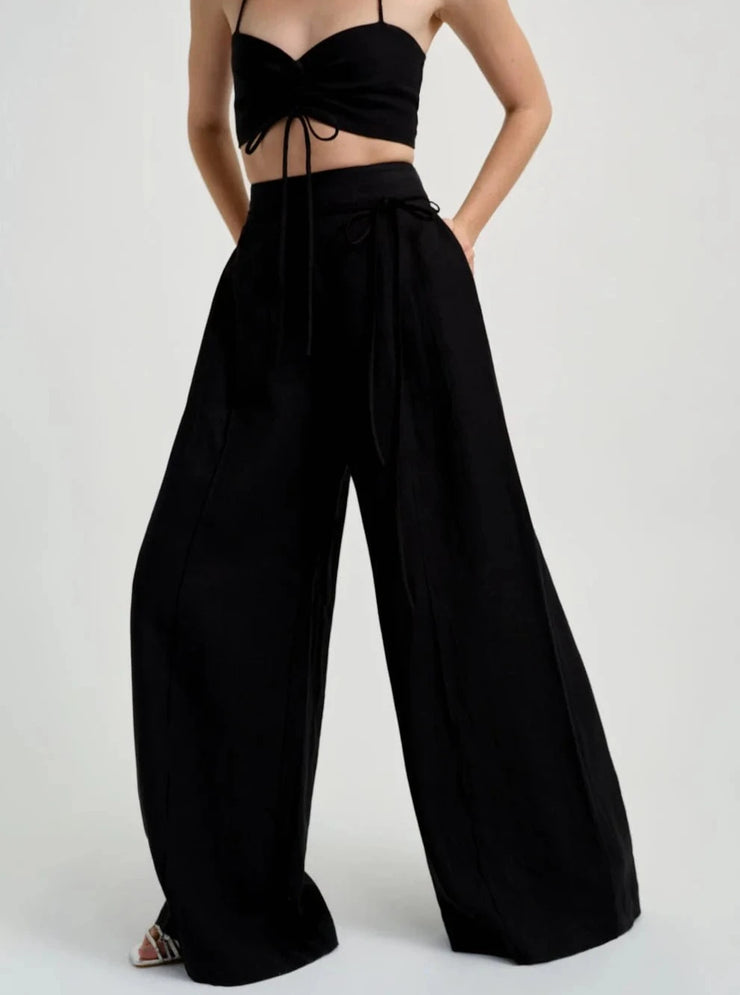 ELIZA FAULKNER - Pantalon Romy en lin noir