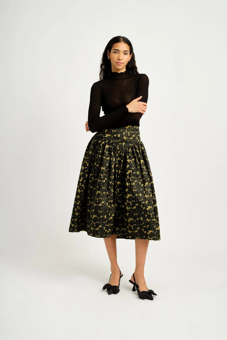 ELIZA FAULKNER - Lucille Skirt Jacquard chartreuse