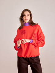 ANEMONE with flowers red crewneck