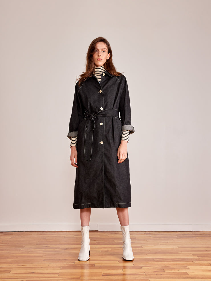 EXTRA trench en denim noir - Fabriqué sur commande 