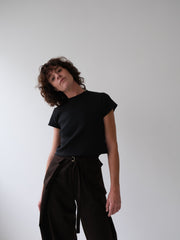 BROOK black t-shirt - XXS  & M with hole at neckline band