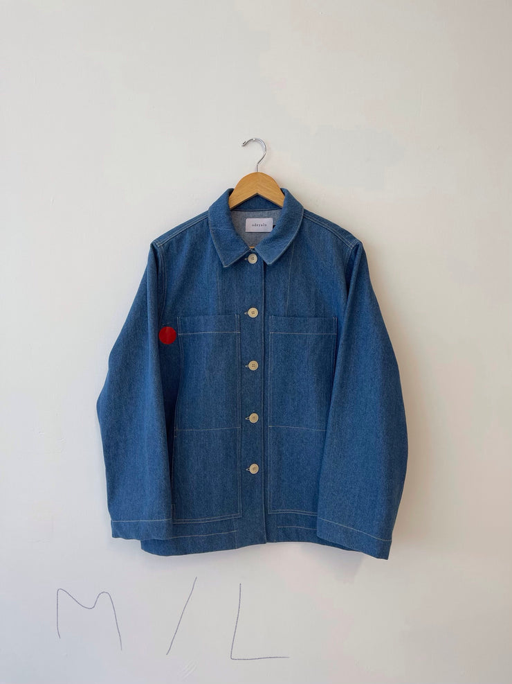 FUGAZZI denim jacket - M/L with fabric defect at front