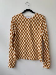 TIME OUT checkered top- M with reverse fabric